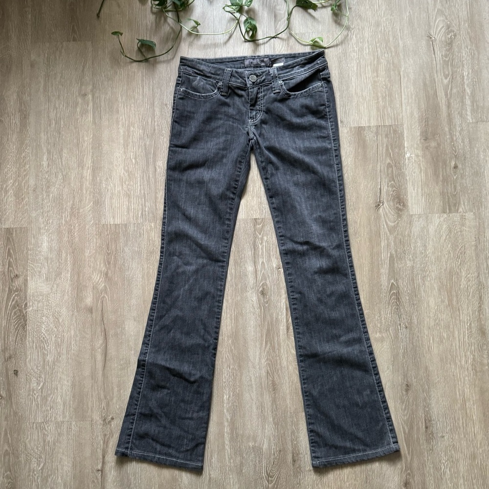 Frankie B. Jeans vintage low rise flare Y2K gray logo pocket